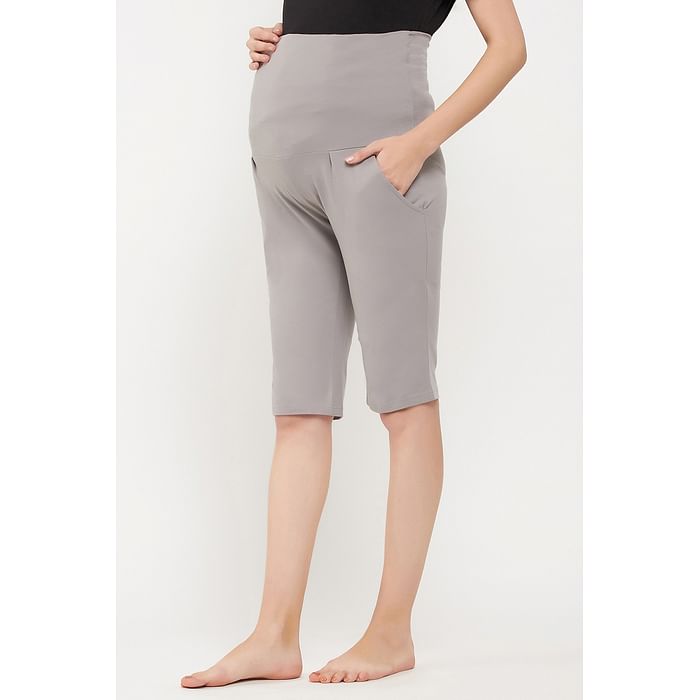 

Clovia Chic Basic Maternity Shorts in Light Grey - Cotton - LB0210P01