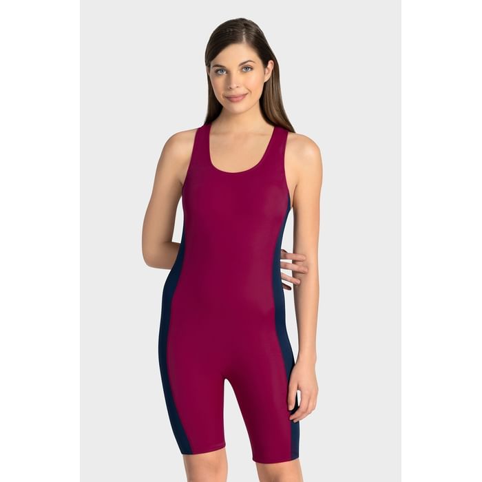 

Clovia Amante-Leg Suit Racerback Swimwear - SM1762614, Pink