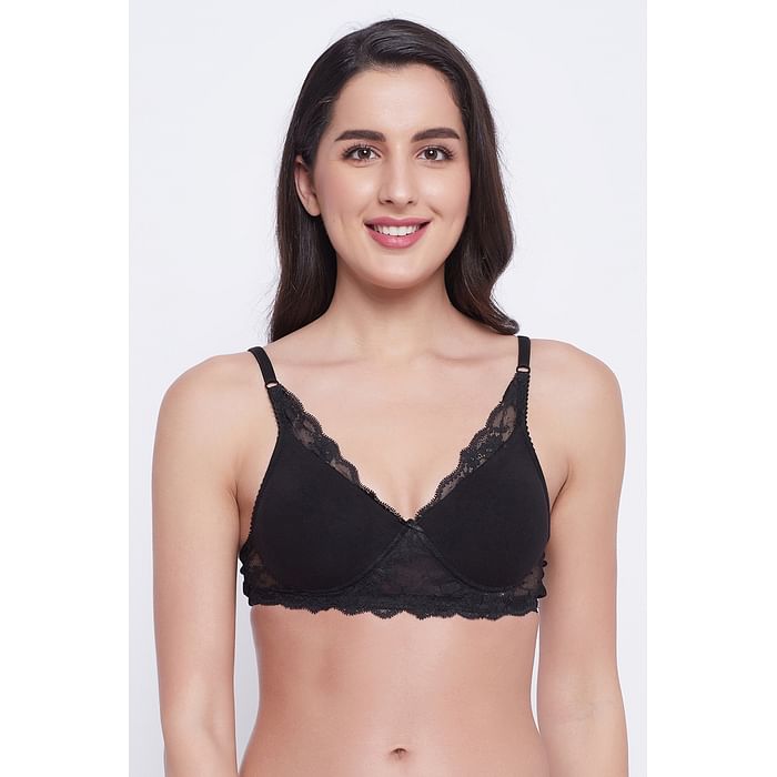 

Clovia Level 1 Push-Up Non-Wired Demi Cup Bra in Black - Cotton - BR2310P13
