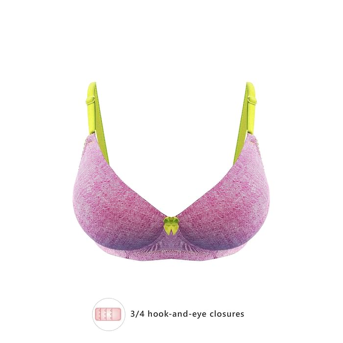 

Clovia Level 1 Push-Up Non-Wired Demi Cup Denim Look T-shirt Bra in Pink - BR2240P14