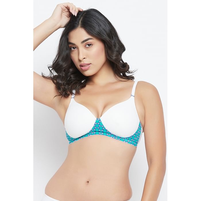 

Clovia Level 1 Push-Up Non-Wired Demi Cup Multiway T-shirt Bra in White - BR2222P18