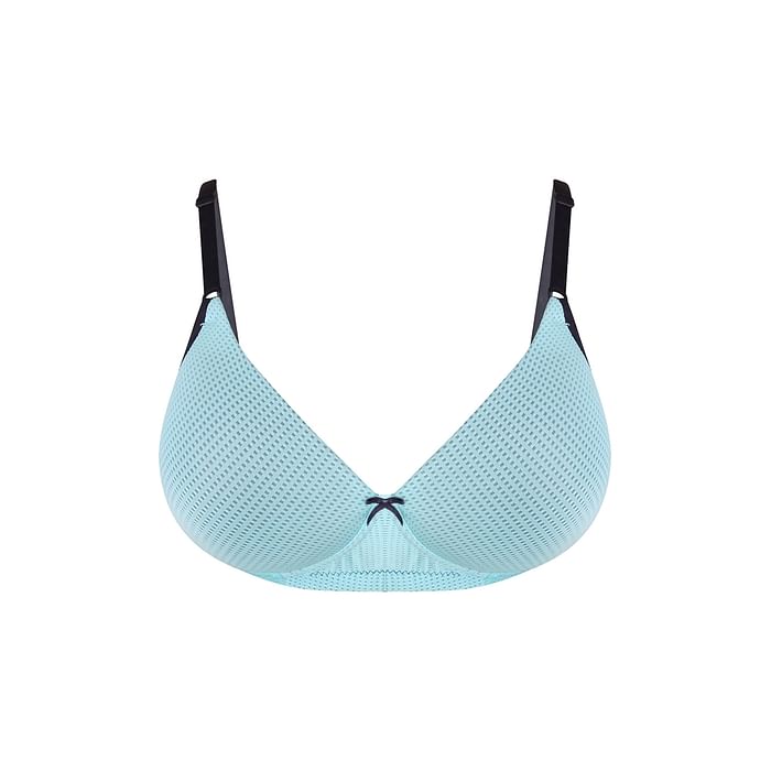 

Clovia Level 1 Push-Up Non-Wired Demi Cup Polka Dot T-shirt Bra in Turquoise - BR2240S35, Teal