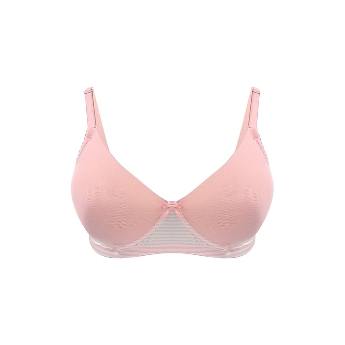 

Clovia Level 1 Push-up Non-Wired Demi Cup T-shirt Bra in Baby Pink - BR2222P22, Light pink