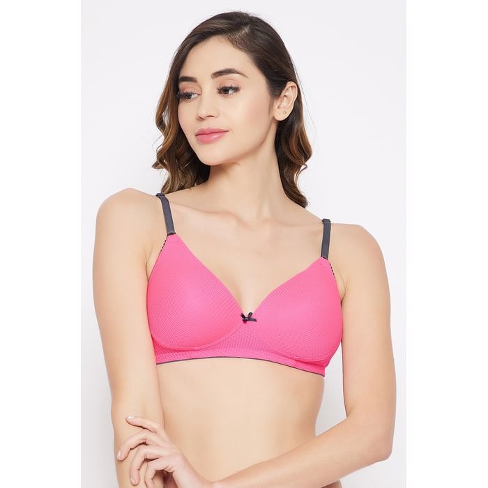 

Clovia Level 1 Push-Up Non-Wired Demi Cup T-shirt Bra in Hot Pink - BR2240S14