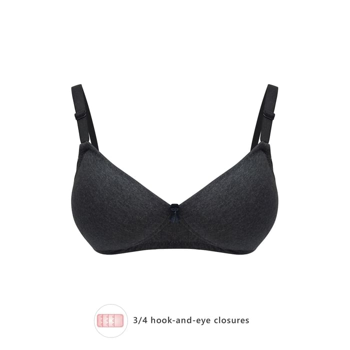 

Clovia Level 1 Push-Up Non-Wired Full Cup Multiway T-shirt Bra in Dark Melange Grey - Cotton Rich - BR1394T05, Dark grey
