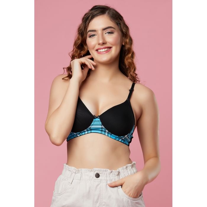 

Clovia Level 1 Push-Up Non-Wired Demi Cup T-shirt Bra in Black - BR2222Y13