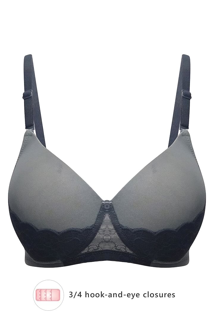 Buy Lightly Padded Non-Wired Full Coverage Bridal Bra in Dark Grey - Lace  Online India, Best Prices, COD - Clovia - BR1747P05