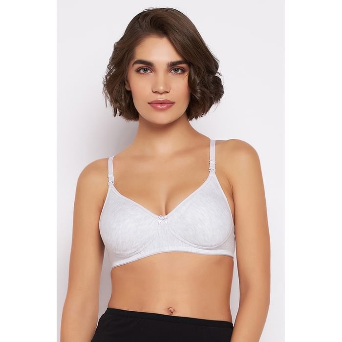 

Clovia Lightly Padded Non-Wired Demi Cup Multiway T-shirt Bra in Grey Melange - Cotton Rich - BR1722A01, Light grey
