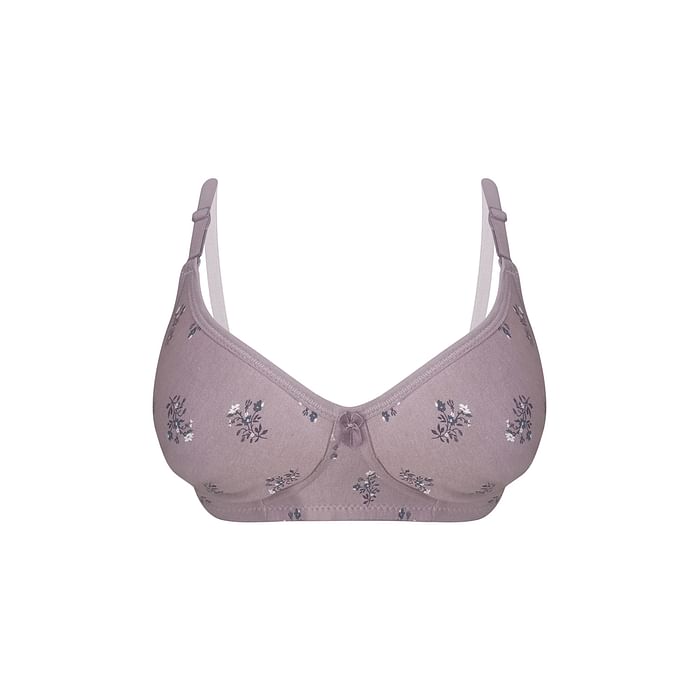 

Clovia Lightly Padded Non-Wired Full Cup Floral Print Multiway T-shirt Bra in Light Grey - Cotton Rich - BR1662B01