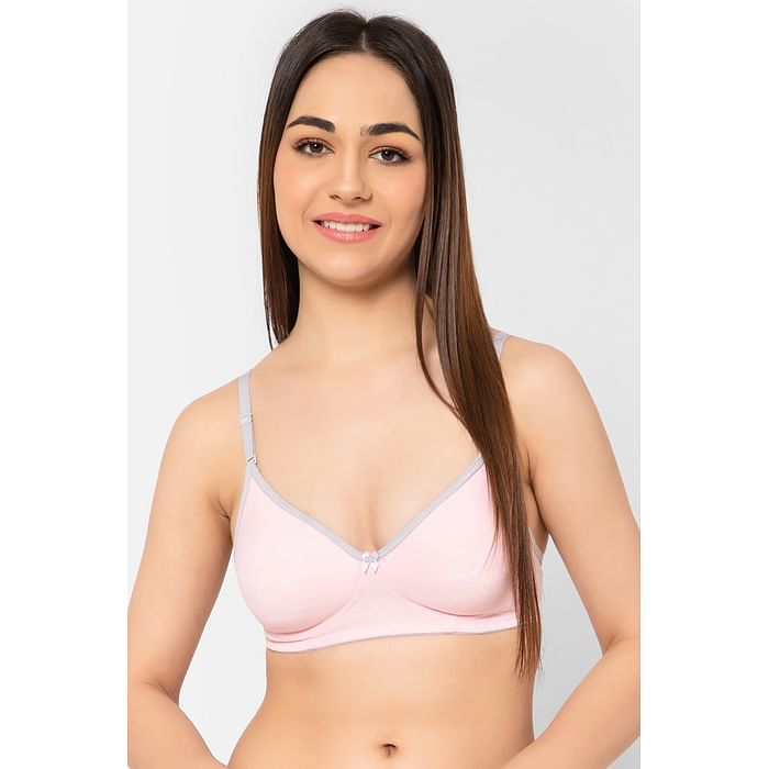 

Clovia Lightly Padded Non-Wired Full Cup Multiway T-shirt Bra in Baby Pink - Cotton Rich - BR1722A22, Light pink