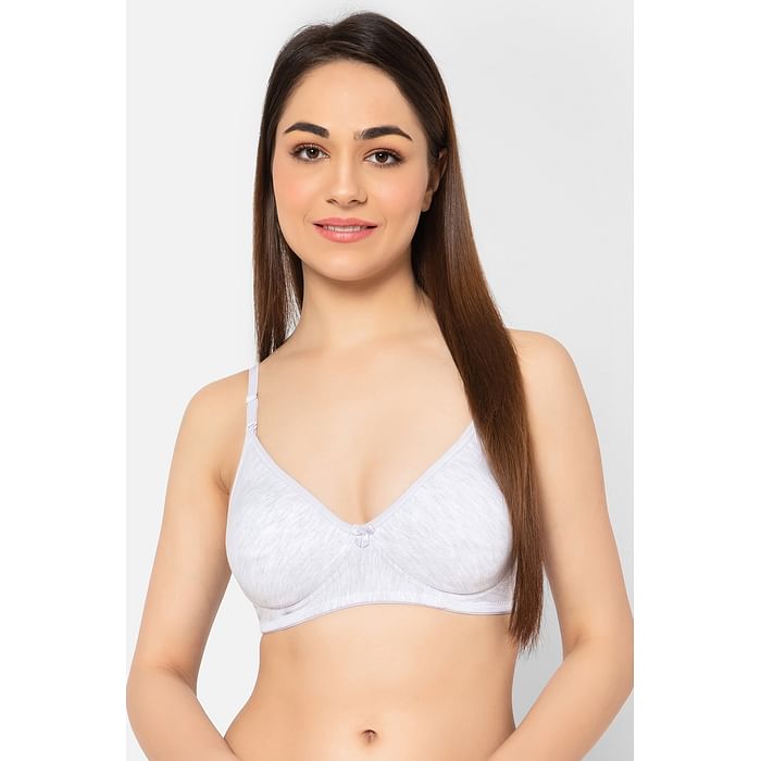 

Clovia Lightly Padded Non-Wired Full Cup Multiway T-shirt Bra in Grey Melange - Cotton Rich - BR1662A01, Light grey