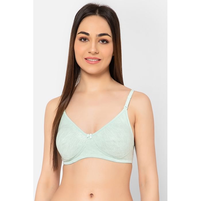 

Clovia Lightly Padded Non-Wired Full Cup Multiway T-shirt Bra in Pastel Green - Cotton Rich - BR1662A11, Light green