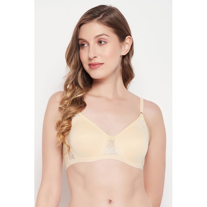 

Clovia Flair Non-Padded Non-Wired Full Coverage Spacer Cup T-shirt Bra in Off-White - Cotton Rich - BR2322A24, Nude-colour
