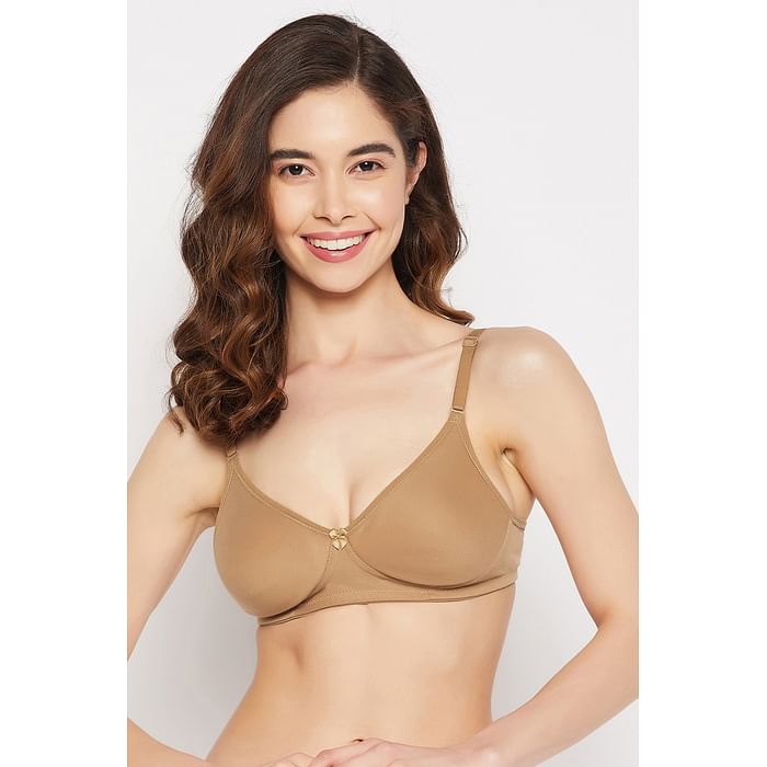

Clovia Lightly Padded Non-Wired Full Cup Multiway T-shirt Bra in Nude Colour - Cotton - BR1662A24