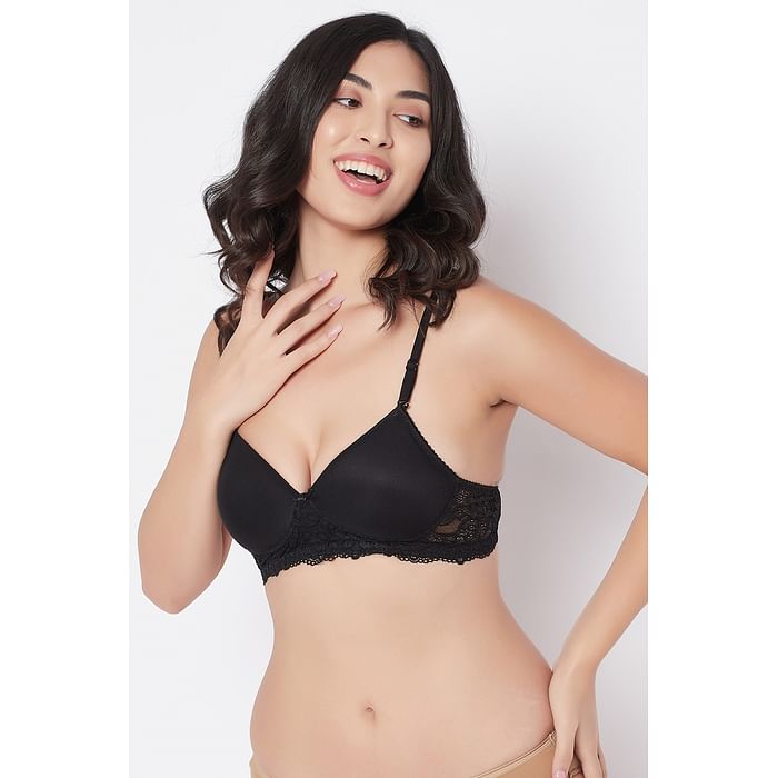 Clovia - Clovia Lightly Padded Non-Wired Multiway Bridal Bra in Black- Lace – BR1600M13