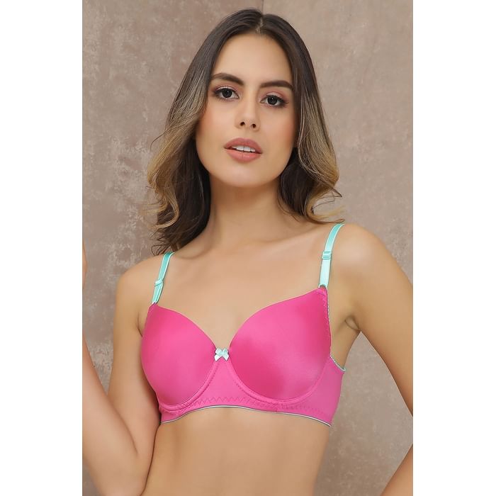 

Clovia Lightly Padded Underwired T-Shirt Bra - BR1794R14, Pink