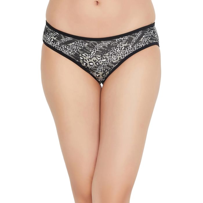 

Clovia Low Waist Animal Print Bikini Panty in Black - Cotton - PN2568L13