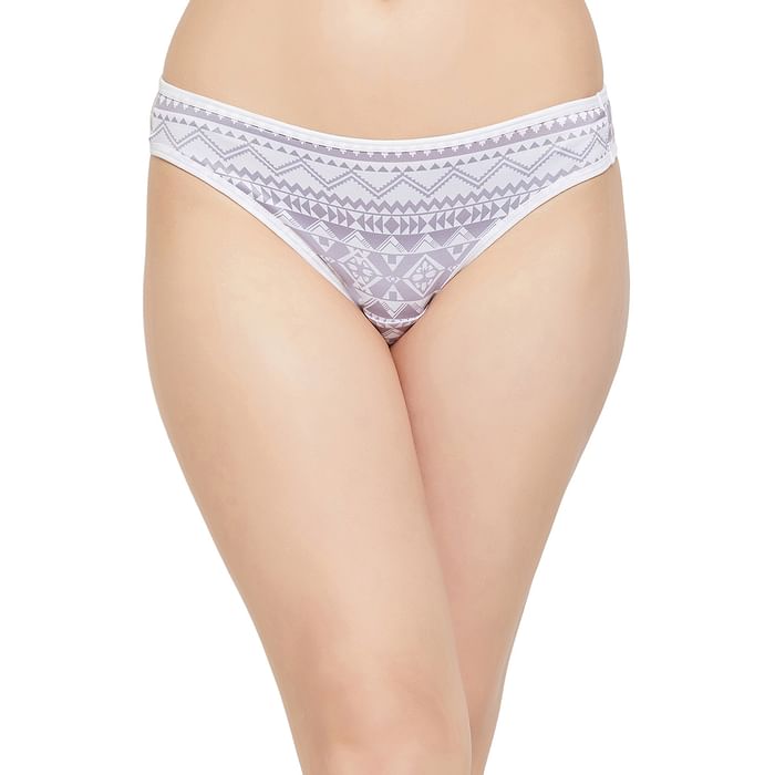 

Clovia Low Waist Aztec Print Bikini Panty in Light Grey - PN2810B01