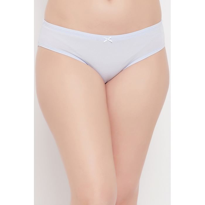 

Clovia Low Waist Bikini Panty in Baby Blue with Inner Elastic - Cotton - PN3509P03, Light blue