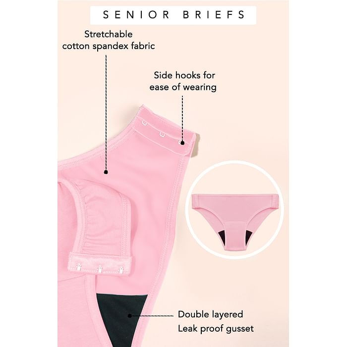 

Clovia Seniors Special Leak Proof Easy-On Bikini Panty in Baby Pink - Cotton - PN3510A22, Light pink