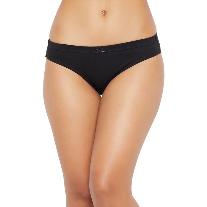 

Clovia Low Waist Bikini Panty in Black with Inner Elastic - Cotton - PN3494A13