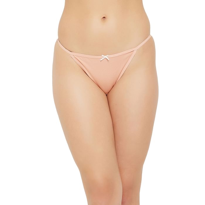 

Clovia Low Waist Semi-Sheer Bikini Panty in Blush Pink - Cotton - PN5101M22, Light pink