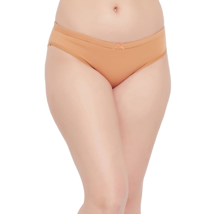 

Clovia Low Waist Bikini Panty in Cream Colour - Cotton - PN3506P24, Nude-colour