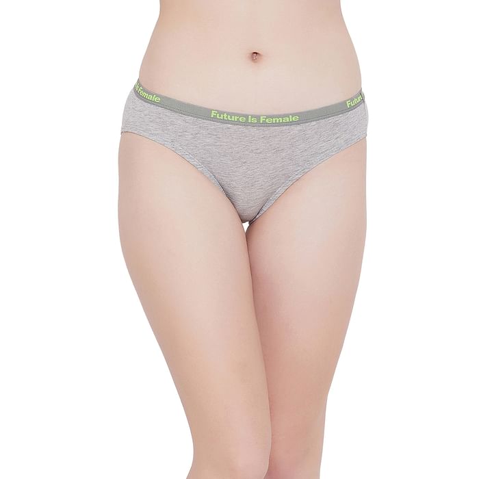 

Clovia Low Waist Bikini Panty in Grey- Cotton - PN3295P01, Light grey
