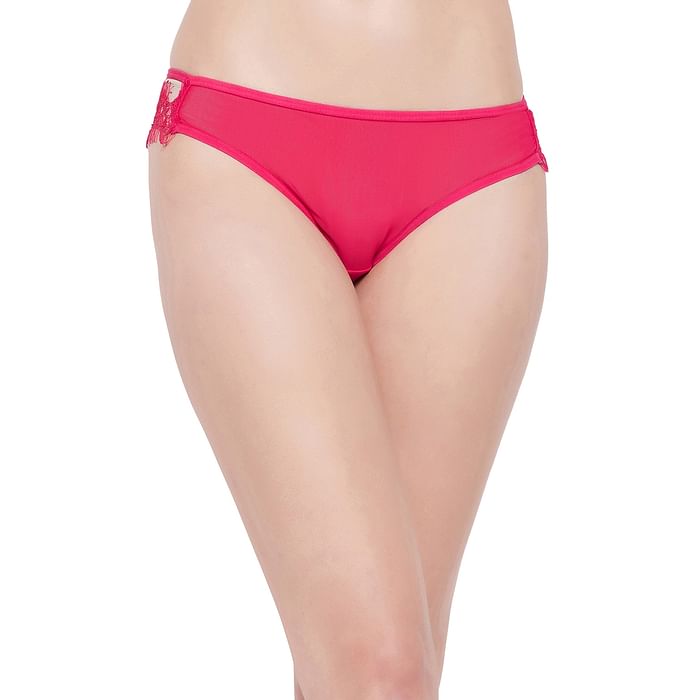 

Clovia Low Waist Bikini Panty in Hot Pink with Cage Detailing - PN3491B14