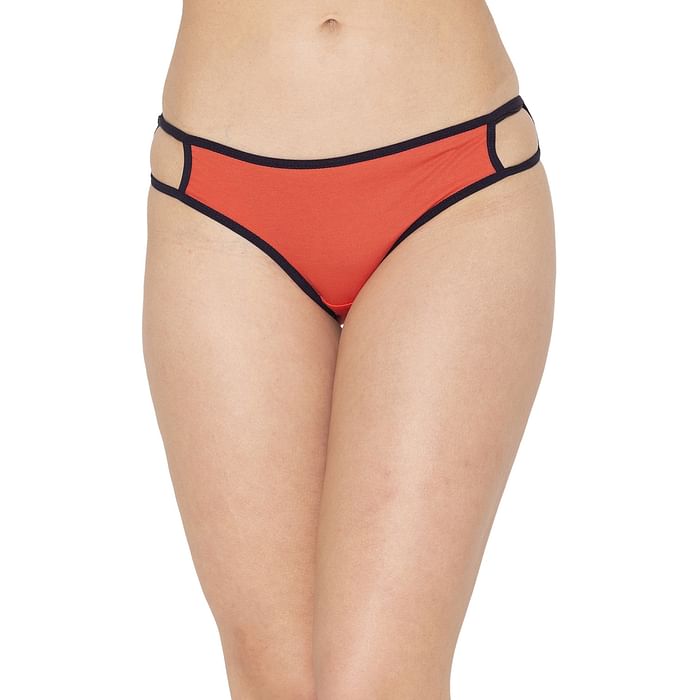 

Clovia Low Waist Bikini Panty in Red with Cut-Out Sides - Cotton - PN1298A04