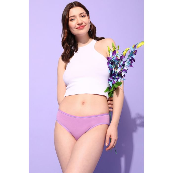 

Clovia Low Waist Bikini Panty in Lavender- Cotton - PN3326P12