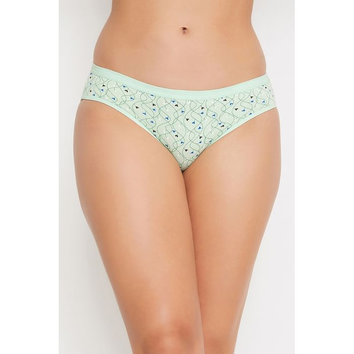 

Clovia Low Waist Printed Bikini Panty in Light Green - Cotton - PN3456A11