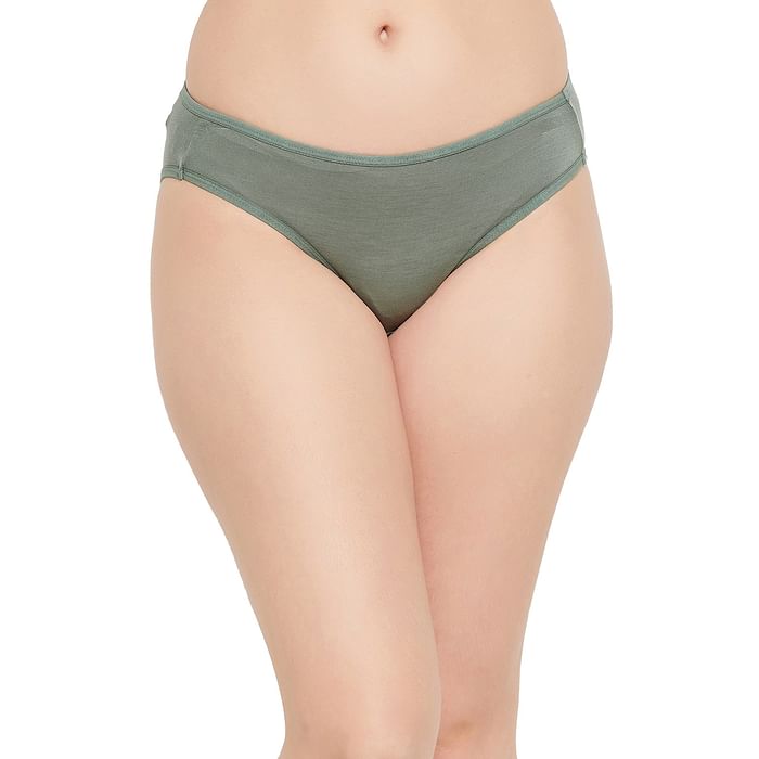 

Clovia Low Waist Bikini Panty in Olive Green - PN1219A17, Dark green