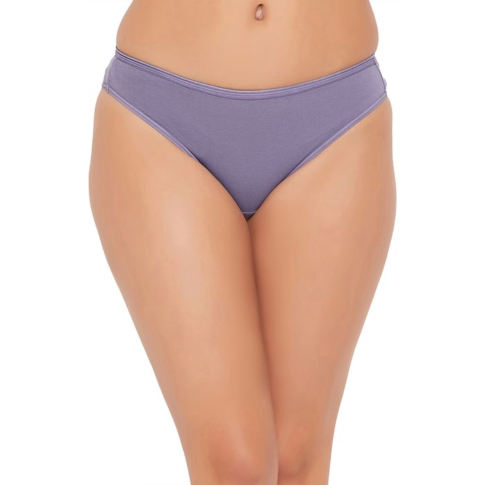 

Clovia Low Waist Bikini Panty in Purple Melange - Cotton - PN3211A12, Lavender