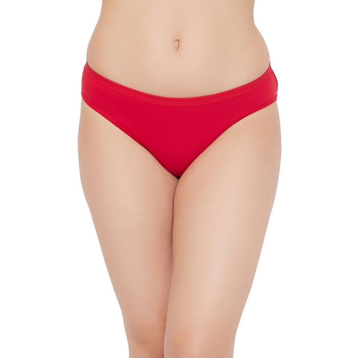 

Clovia Low Waist Bikini Panty in Red- Cotton - PN1219A04