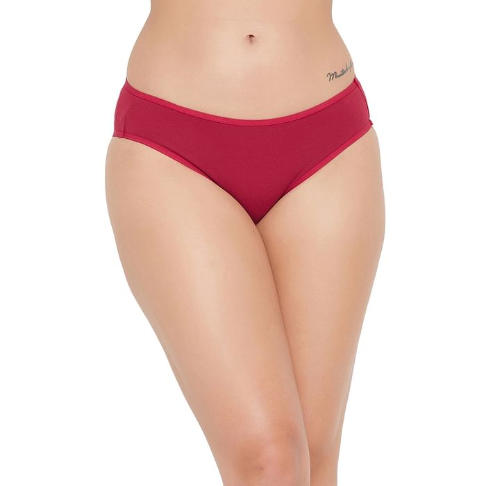 

Clovia Low Waist Bikini Panty in Red - Cotton - PN1219P09, Maroon