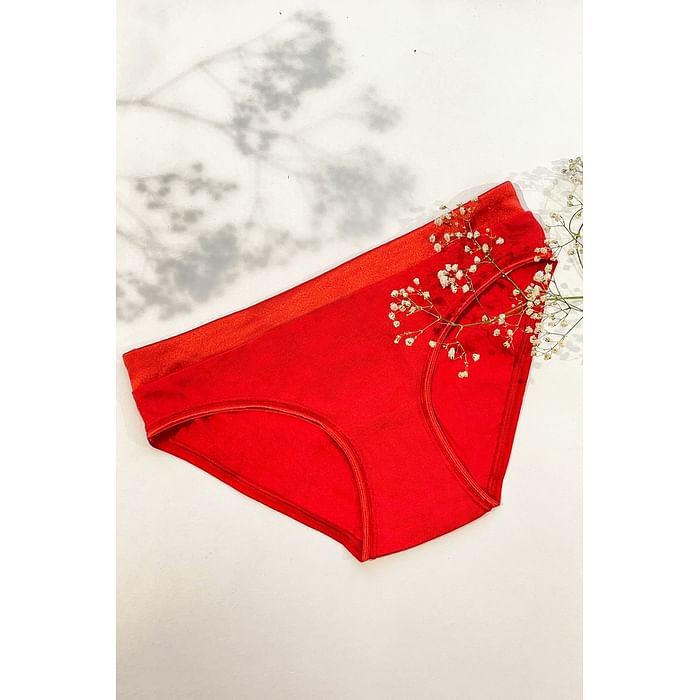 

Clovia Ultra Low Waist Bikini Panty in Red - Cotton - PN3540P04