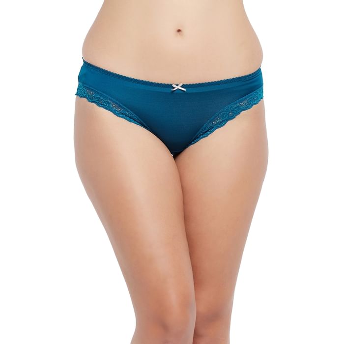 

Clovia Low Waist Bikini Panty in Royal Blue - Cotton & Lace - PN3451A08, Navy