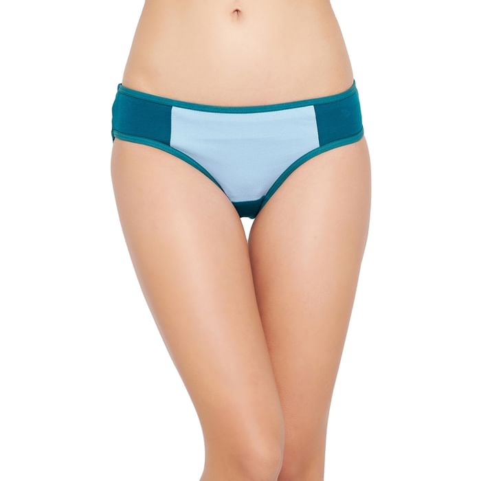 

Clovia Low Waist Colourblock Bikini Panty in Teal - Cotton - PN0724A36
