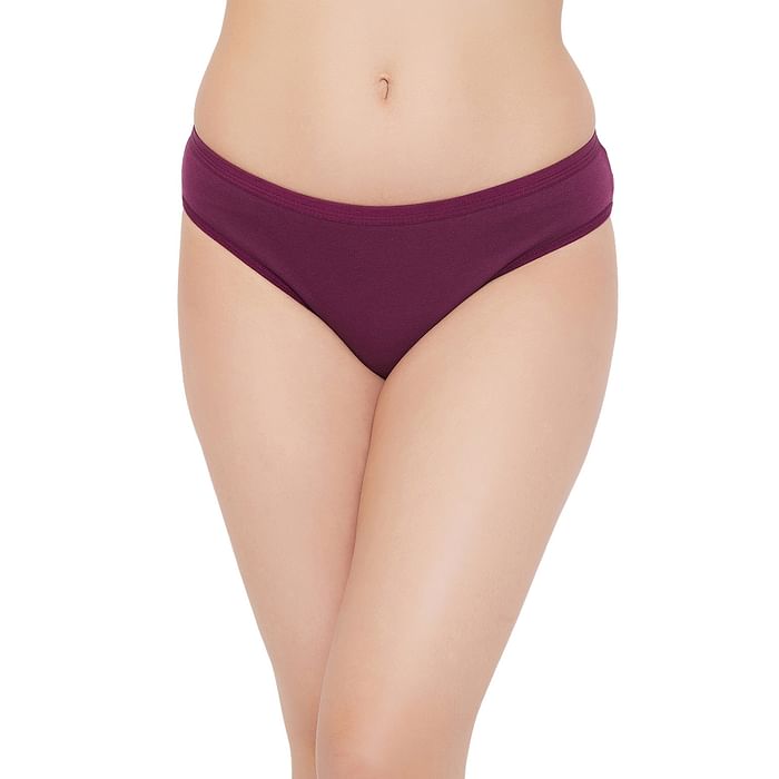 

Clovia Low Waist Bikini Panty in Wine colour - Cotton - PN1219A15, Purple