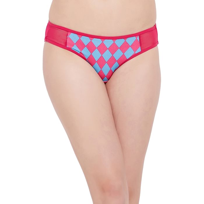 

Clovia Low Waist Checkered Bikini Panty in Hot Pink - PN3460B14