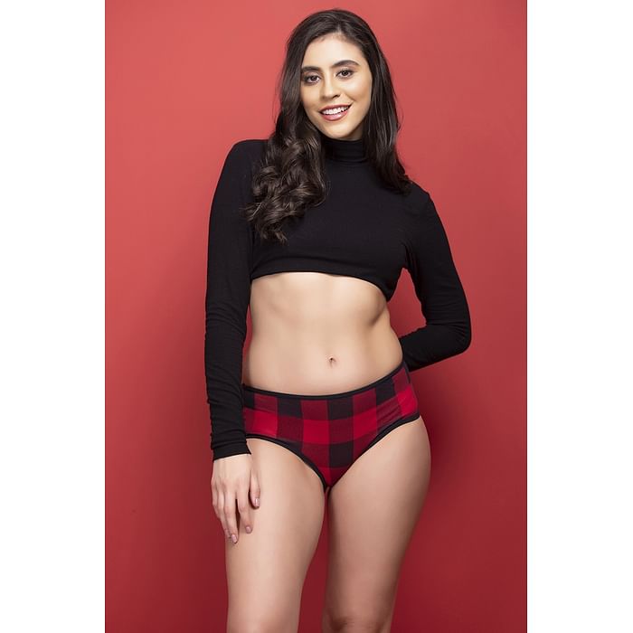 

Clovia Low Waist Checkered Bikini Panty in Red - Cotton - PN3465B04