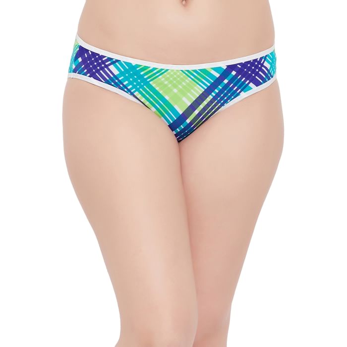 

Clovia Low Waist Checkered Bikini Panty in White - PN2810F18