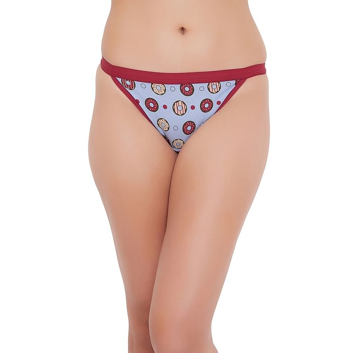 

Clovia Low Waist Donut Print Bikini Panty in Light Blue - Cotton - PN3169S03