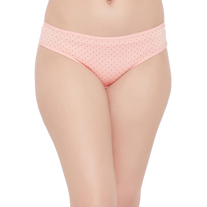 

Clovia Low Waist Dot Print Bikini Panty in Baby Pink - PN2810B22, Light pink