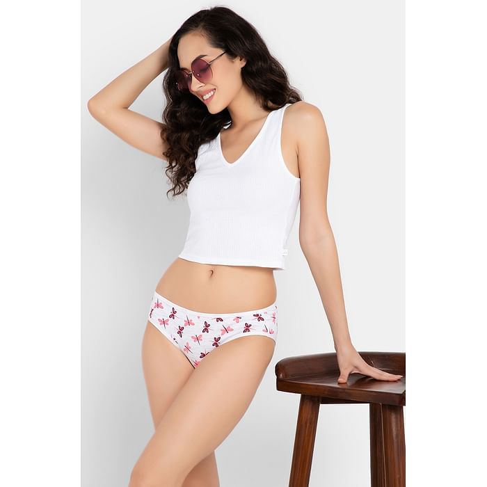 

Clovia Low Waist Firefly Print Bikini Panty in Light Grey Melange - Cotton - PN3380F01