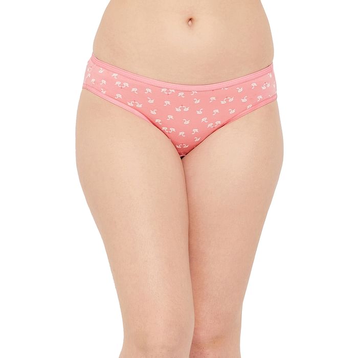 

Clovia Low Waist Flamingo Print Bikini Panty in Blush Pink - Cotton - PN3380D14