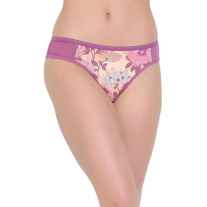 

Clovia Low Waist Floral Print Bikini Panty With MAtc - PN5101A18, White