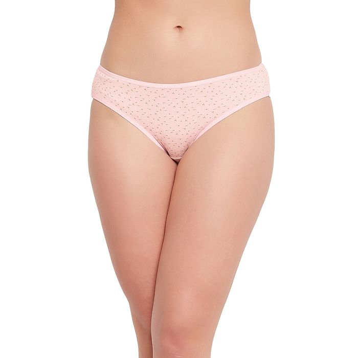 

Clovia Low Waist Floral Print Bikini Panty in Baby Pink - Cotton - PN5101C22, Light pink