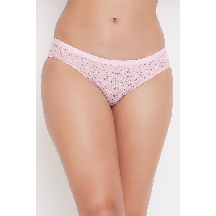 

Clovia Low Waist Floral Print Bikini Panty in Baby Pink - Cotton - PN3456D22, Light pink